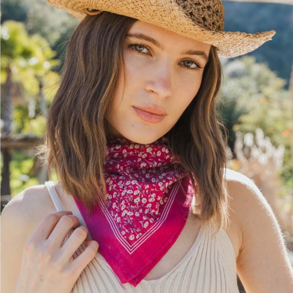Berry Flower Fields Cotton Bandana Scarf